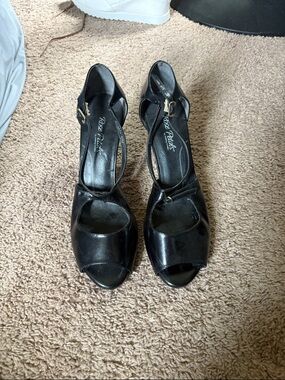 Black Open-Toe Ankle Strap Heels - Rose Petals by Walking Cradles